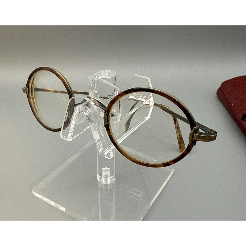 OLIVER PEOPLES AUTHENTIC VINTAGE "PATTY–AG" GOLD WIRE TORTOISE ROUND EYEGLASSES